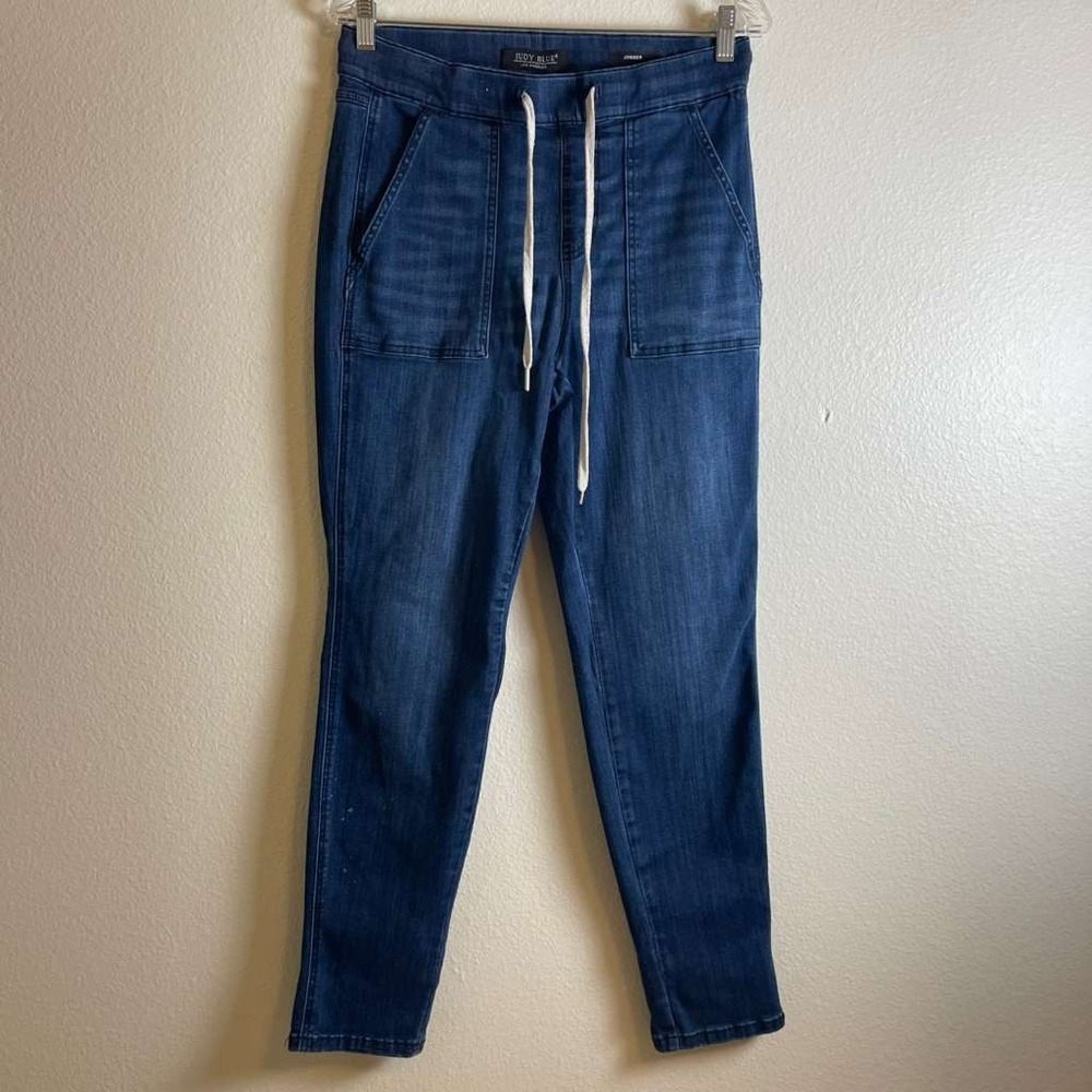 Judy Blue Womens High Rise Drawstring Denim Jogger Jeans Blue Size 7/28